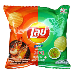 lays C 2in1 ກຸ້ງເຜົາ+ນ້ຳຈີ້ມຊີຟູດ 13 g / (หน่วย)